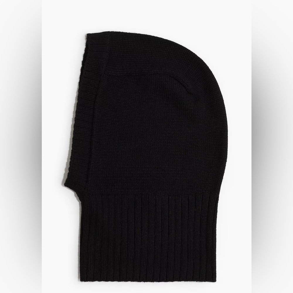 H&M Divided Black Knit Balaclava / Cagoule | Ribbed Hood Scarf | Like New